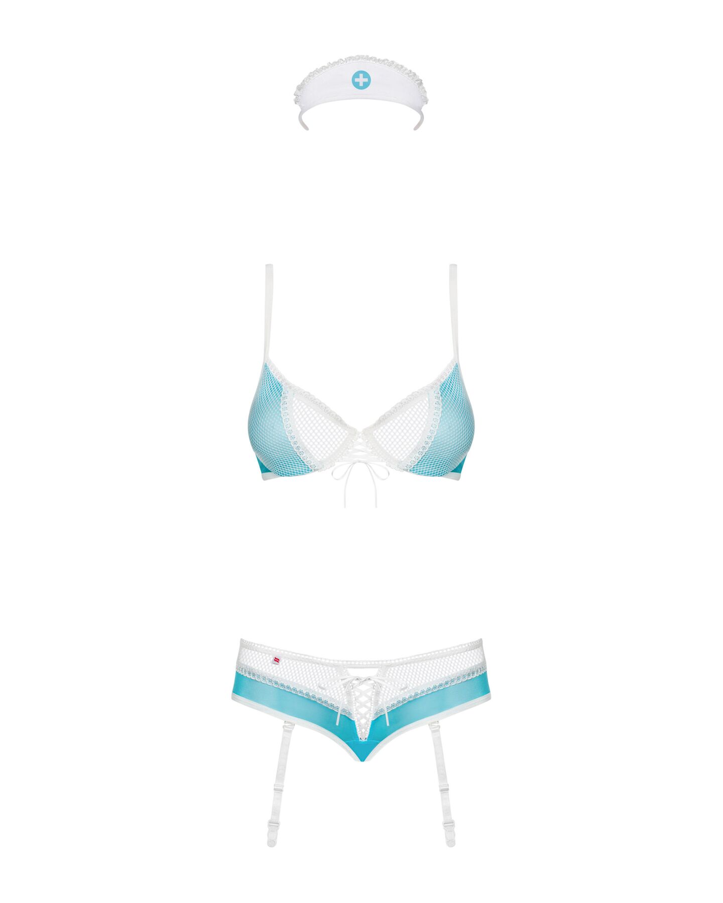 Еротичний костюм медсестри Obsessive 834-CST-6 L/XL, біло-блакитний