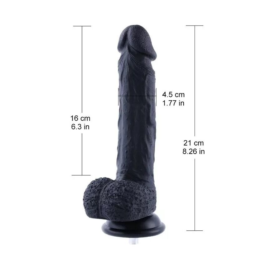 Фалоімітатор для секс-машин Hismith 8.3″ Silicone Dildo Black, система KlicLok, гнучкий стрижень