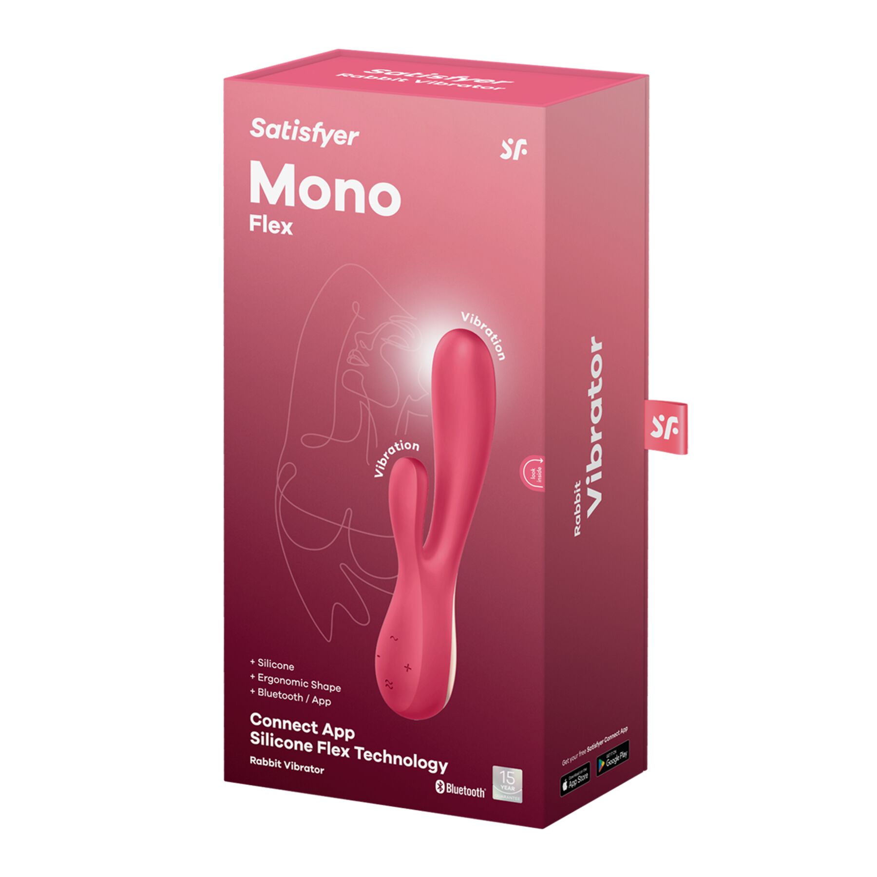 Смарт вібратор-кролик Satisfyer Mono Flex Red, 2 мотори, керування через інтернет