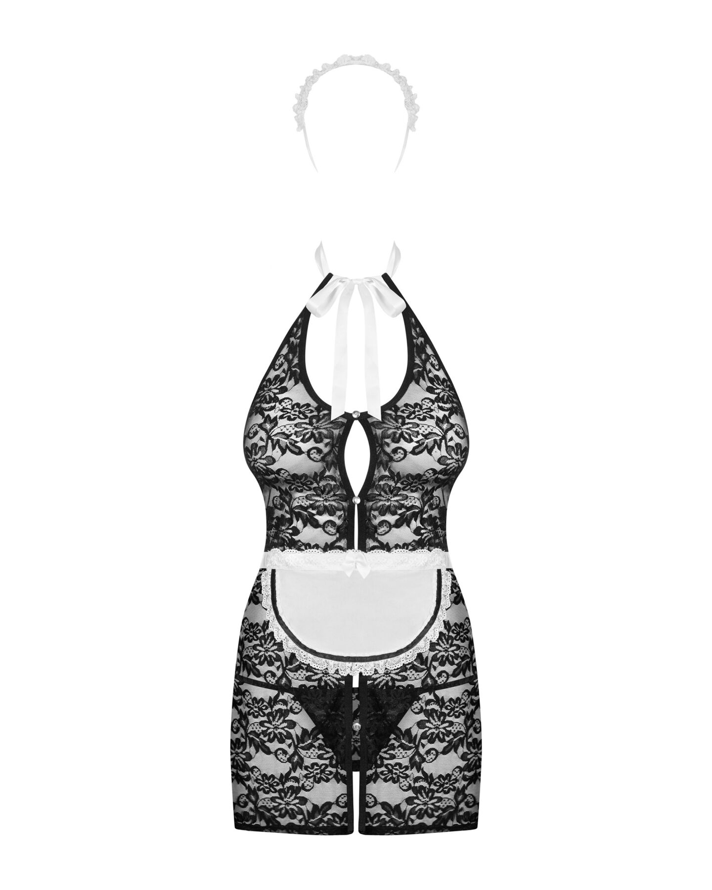 Еротичний костюм покоївки Obsessive Servgirl costume S/M, халат, стрінги, фартух, обруч