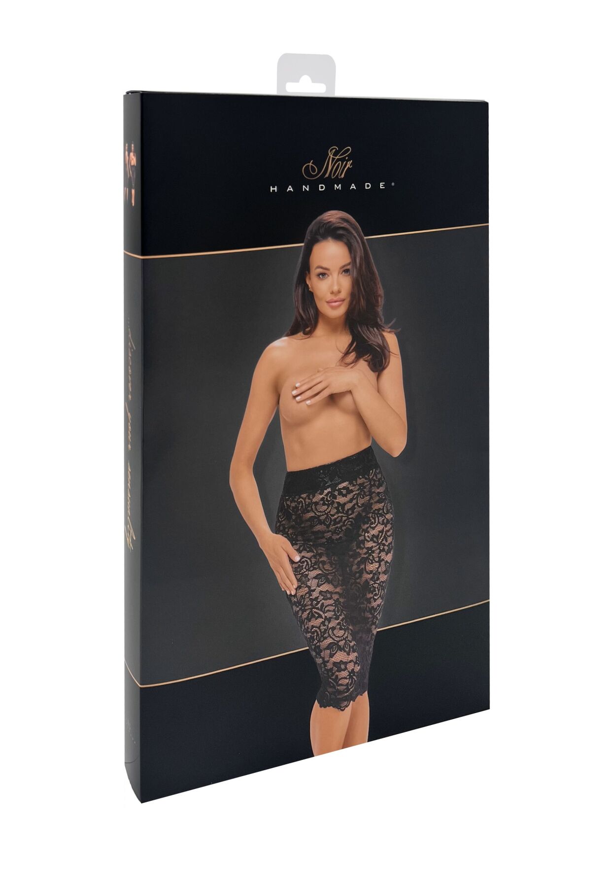 Спідниця Noir Handmade F302 Ambivalence, XL, black, мереживо, довжина за коліна, шнурівка ззаду
