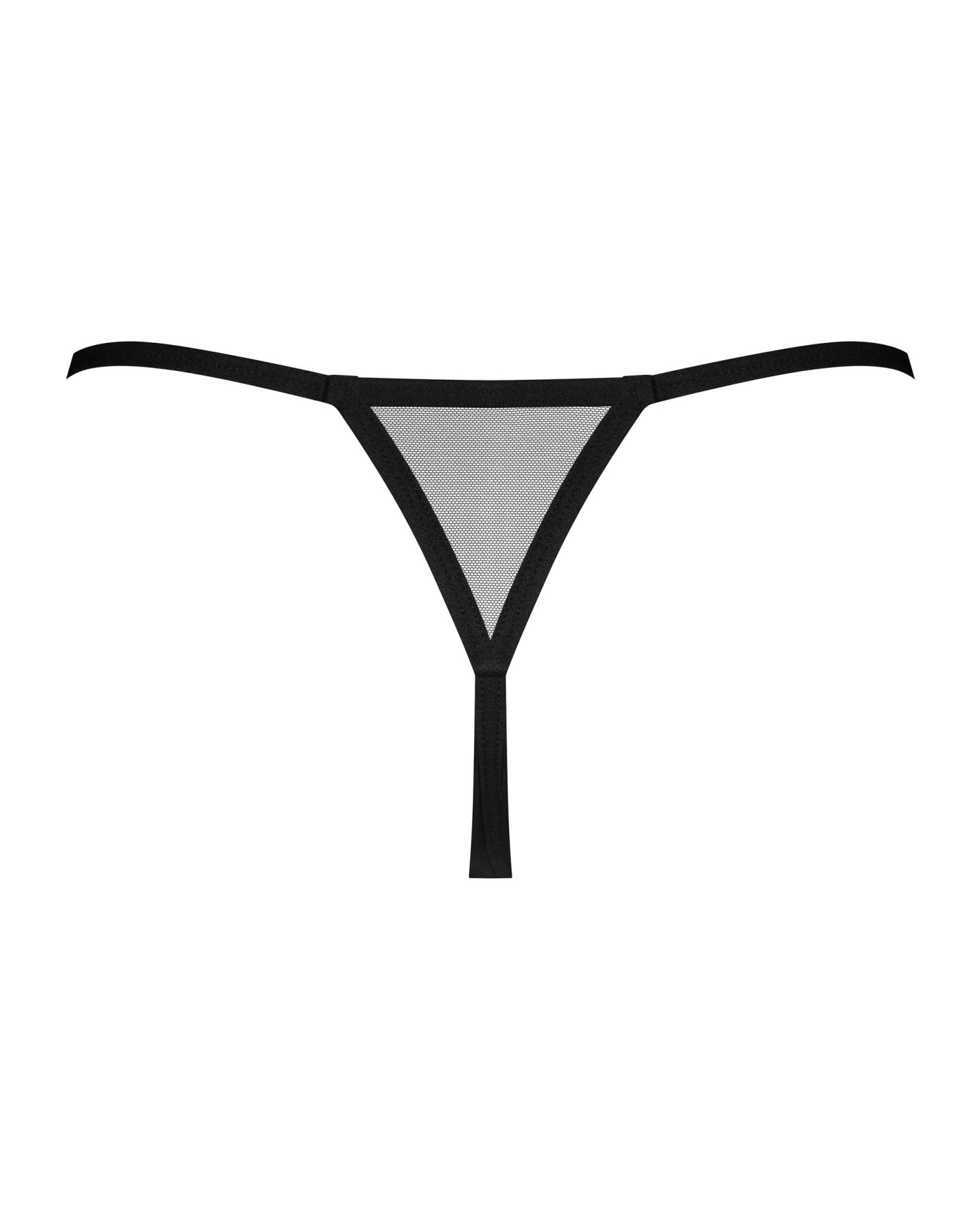 Трусики-стрінги Obsessive Novenes crotchless thong, M/L, сітка, стрепи, прикраса зі стразами