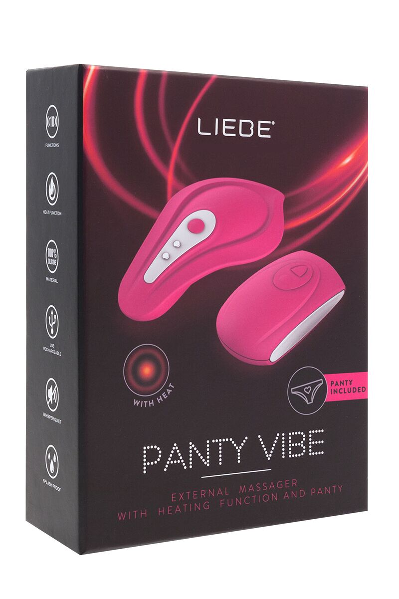 Вібратор у трусики Liebe Panty Vibe Recargable Cerise, нагрів до 39 °C, пульт, трусики S-M в комплекті
