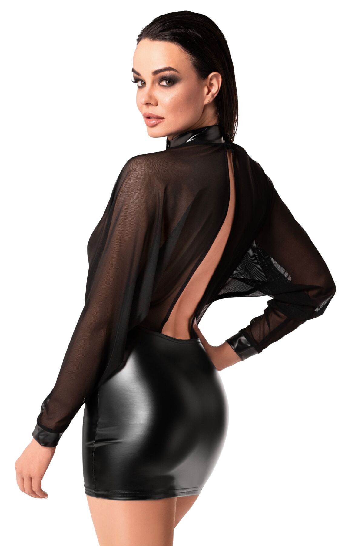 Сукня Noir Handmade F348 Powerwetlook and tulle dress - XXL