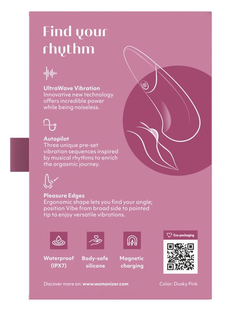 Мінівібратор Womanizer Vibe Dusky Pink, 3 авторежими + 10 рівнів інтенсивності