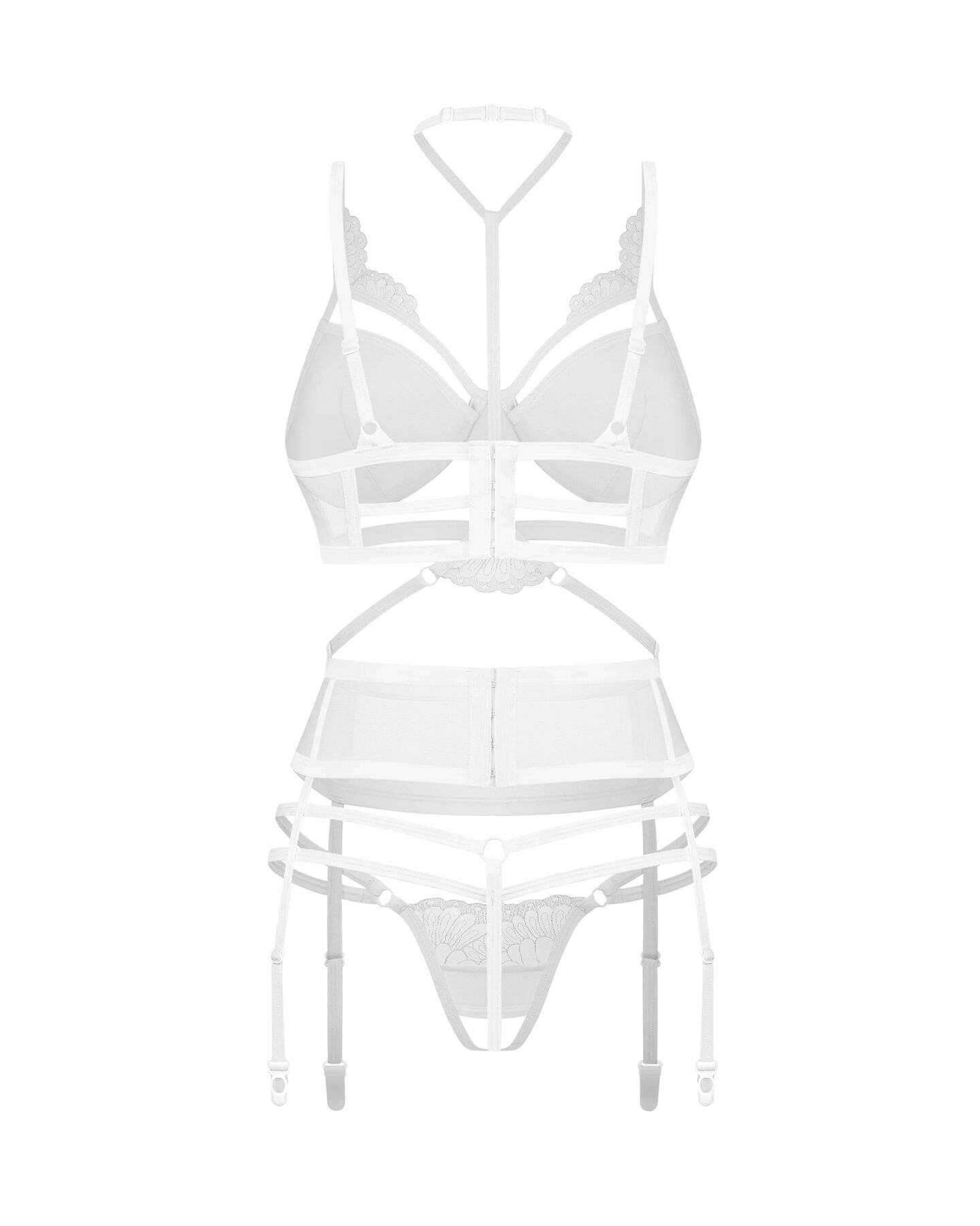 Комплект Obsessive Premisis White 3-pcs crotchless set S/M