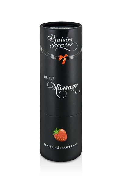 Масажна олія Plaisirs Secrets Strawberry (59 мл) з афродизіаками, їстівна, подарункове паковання