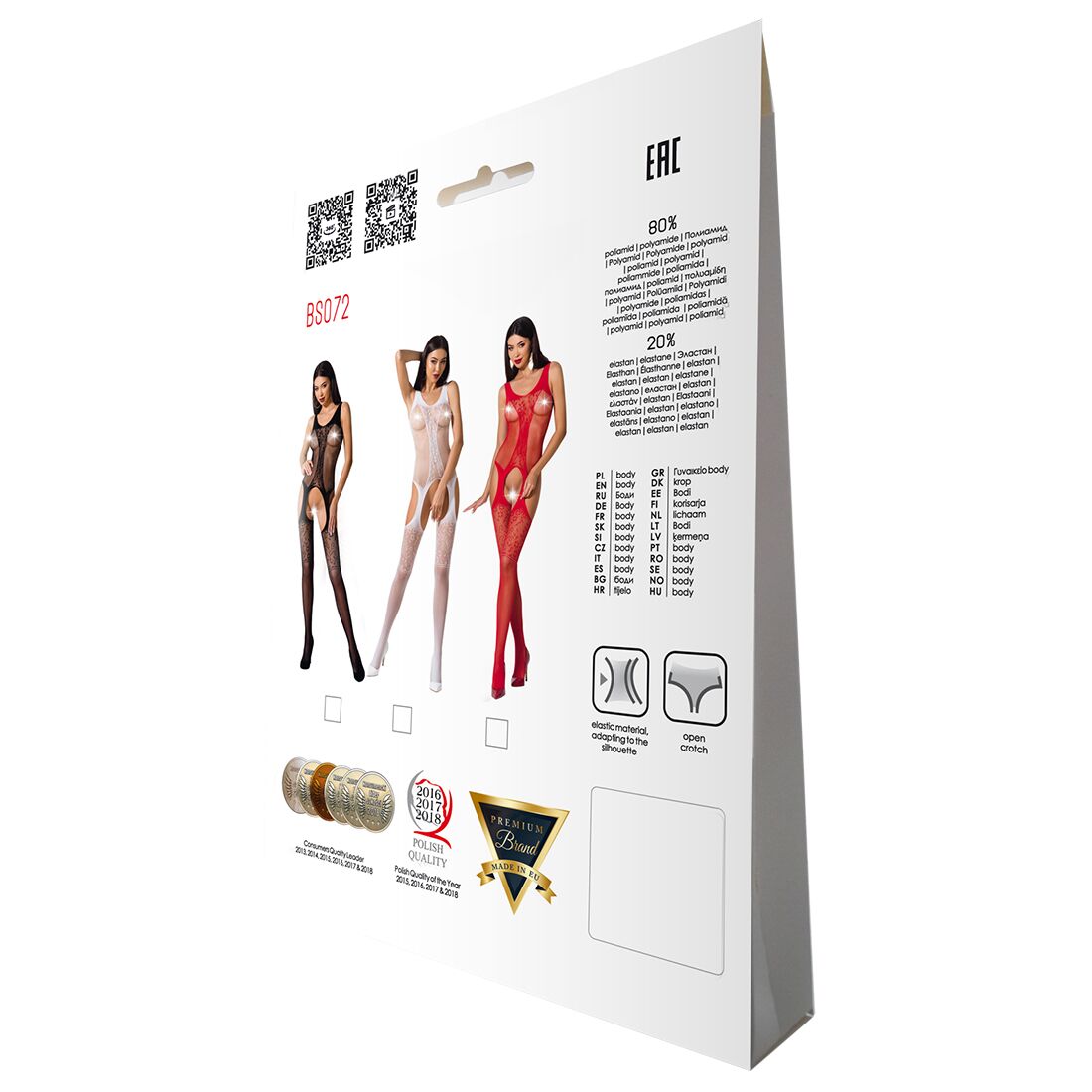 Бодістокінг з імітацією панчіх і ажурною вставкою Passion BS072 white