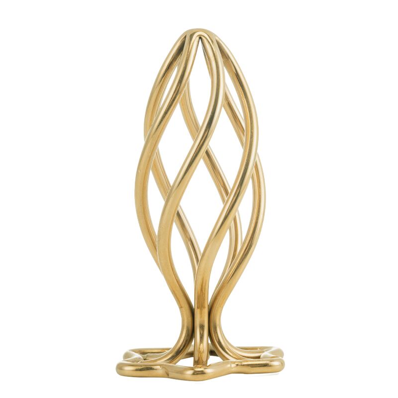 Металева анальна пробка LOCKINK SEVANDA Hollow Spiral Golden, M, золотиста, діаметр 3 см