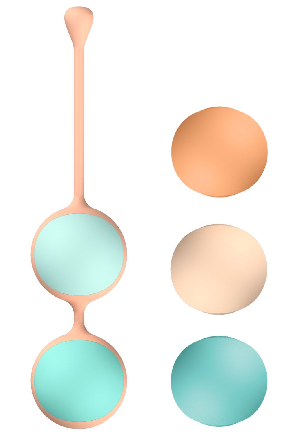Вагінальні кульки Liebe Kewos — Peach/Mint, 5 кульок у комплекті, 15, 25, 35, 45 та 55 г