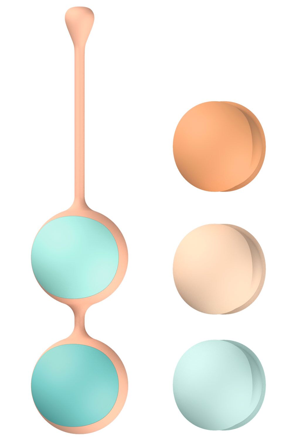 Вагінальні кульки Liebe Kewos — Peach/Mint, 5 кульок у комплекті, 15, 25, 35, 45 та 55 г