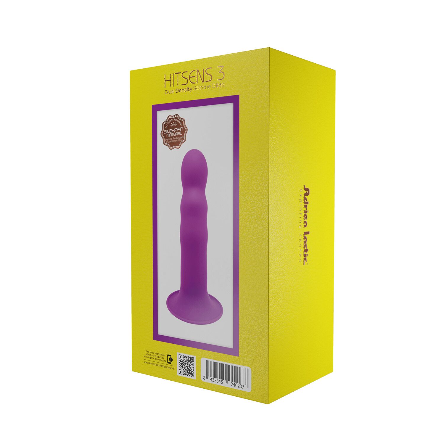 Дилдо з присоскою Adrien Lastic Hitsens 3 Purple, відмінно для страпона, діам. 4,1см, довжина 18,2см