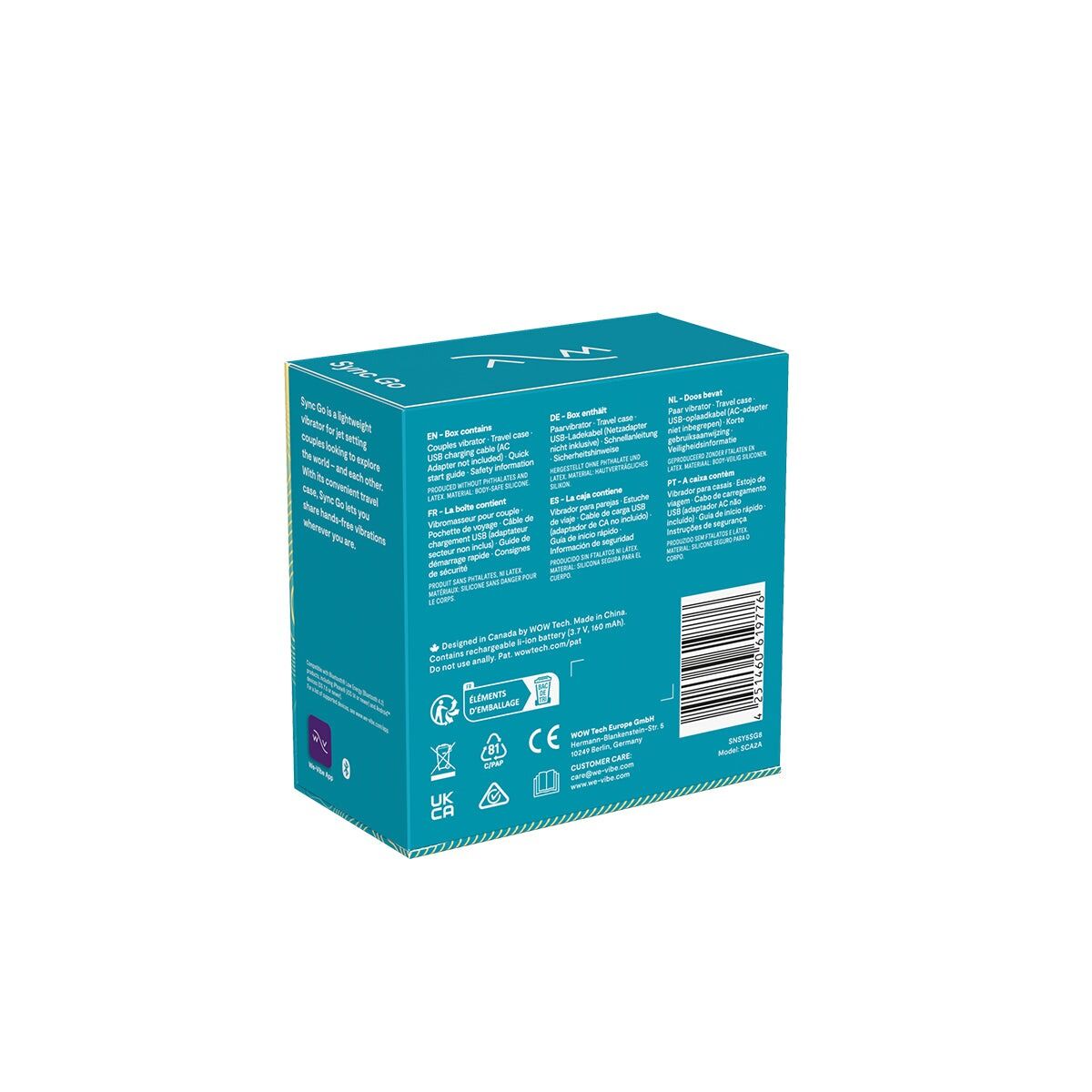 Смарт-вібратор для пар We-Vibe Sync GO Turquoise, тревел-кейс