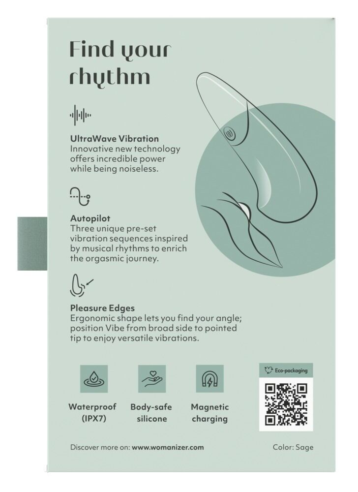 Мінівібратор Womanizer Vibe Sage, 3 авторежими + 10 рівнів інтенсивності