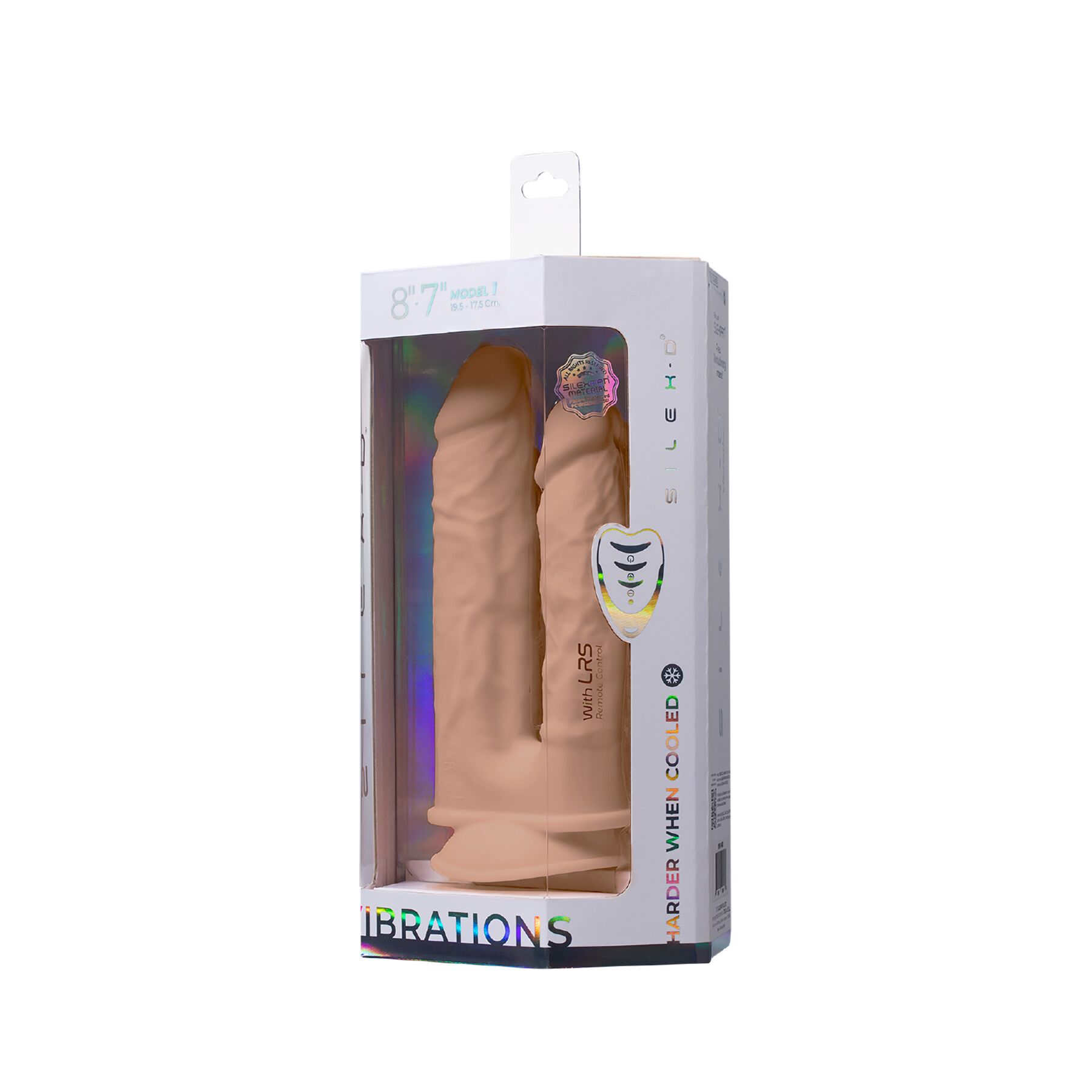 Подвійний фалоімітатор з вібрацією SilexD Double Gusto Vibro Flesh (Model 1 size 8" & 7") + LRS, діаметр 4,5 см та 3,7 см