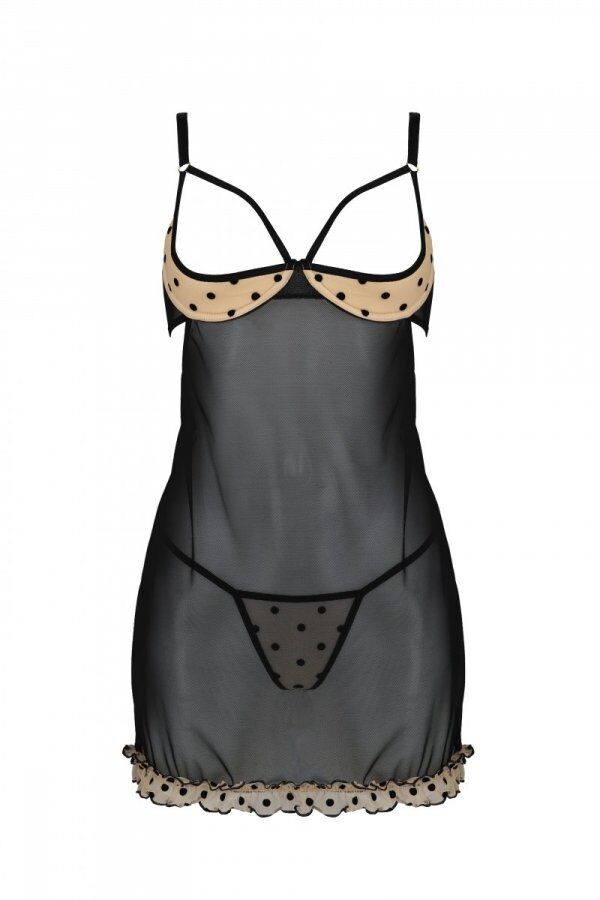 Еротичний пеньюар Passion MARINA CHEMISE, XXL/XXXL, beige