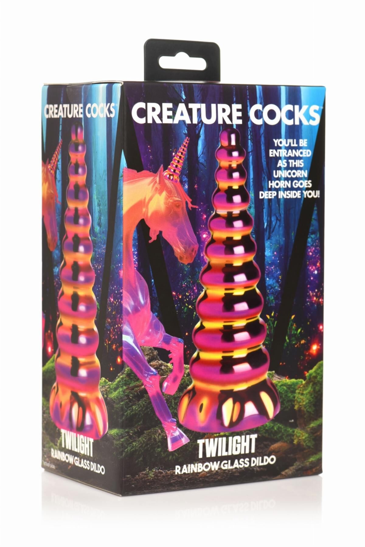 Фентезійний скляний фалоімітатор Creature Cocks Twilight Rainbow Glass Dildo, 16 см