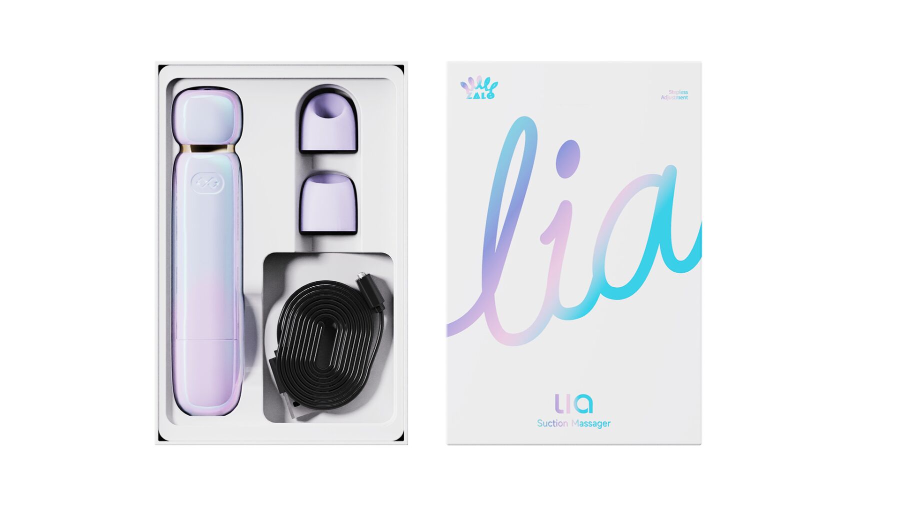 Вакуумний кліторальний стимулятор Zalo Lia Floral White, 3 насадки, 3 режими, різна інтенсивність