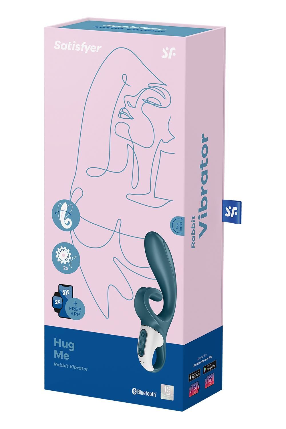 Смарт вібратор-кролик Satisfyer Hug Me Bluegrey, 2 мотори, діаметр 4,2см, широка кліторальна частина