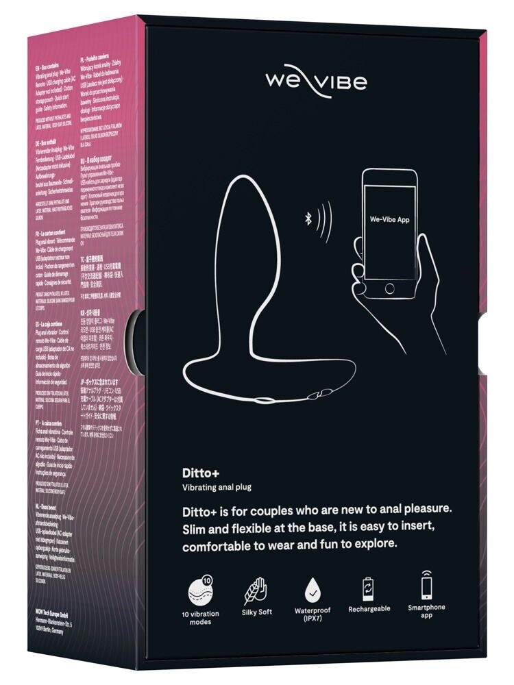 Анальна смарт-вібропробка We-Vibe Ditto+ Satin Black з пультом ДК