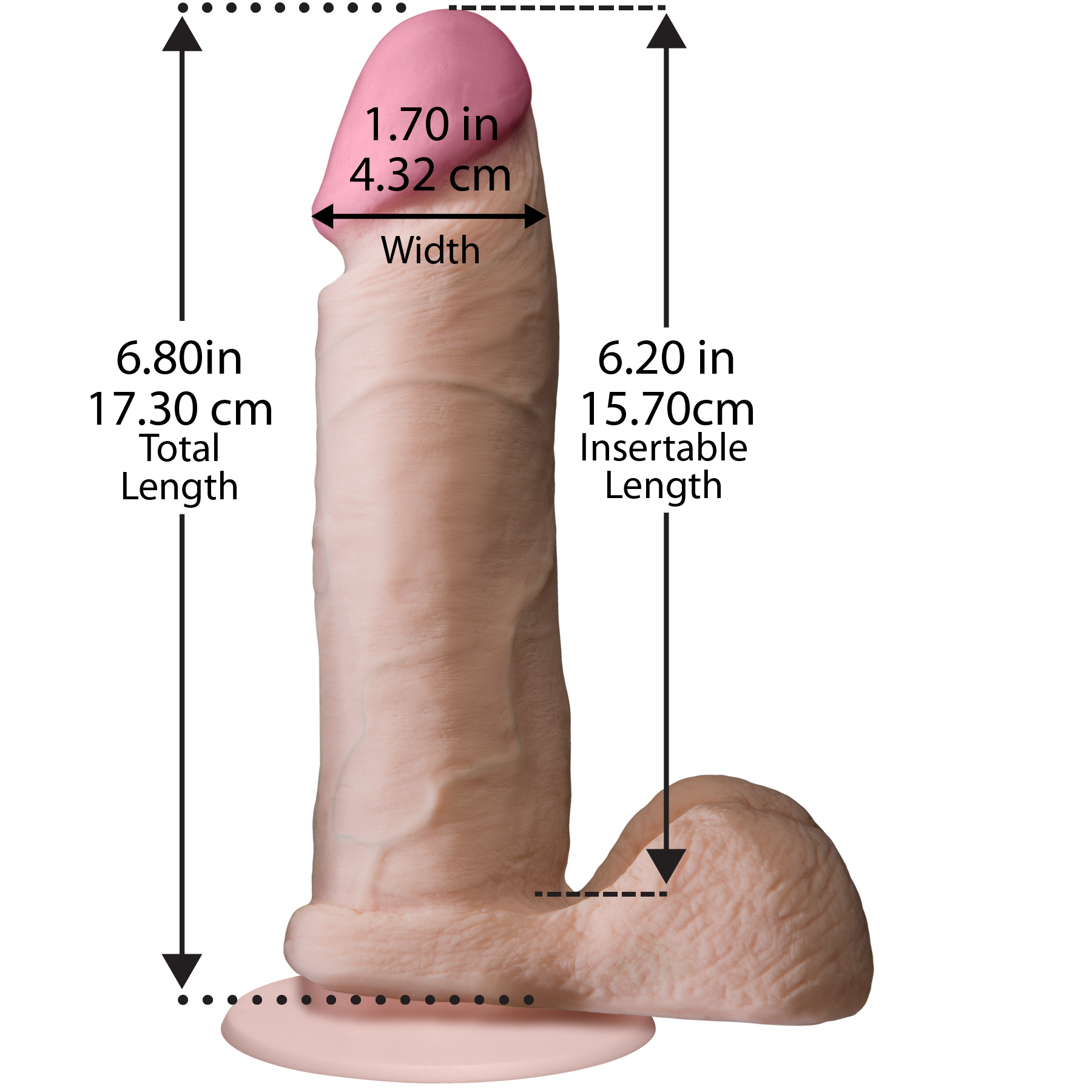 Фалоімітатор Doc Johnson The Realistic Cock 6 inch White – ULTRASKYN, Vack-U-Lock, діаметр 4,3 см