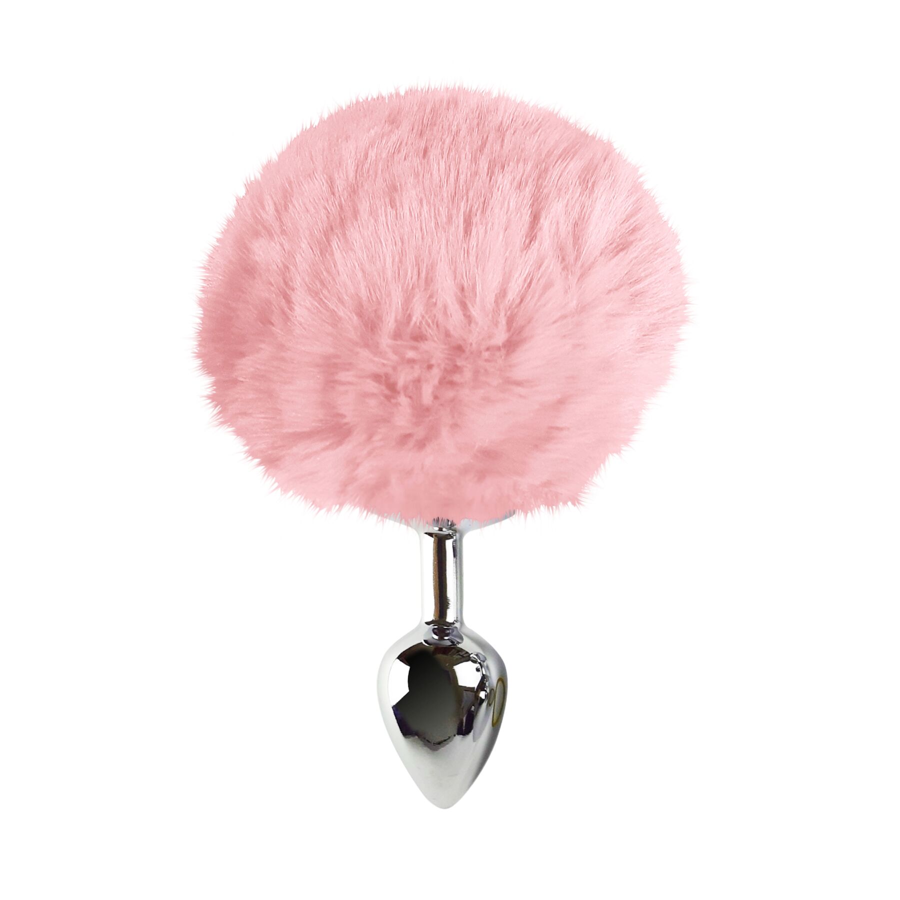 Металева анальна пробка М Art of Sex - Metal Butt plug Rabbit Tail Soft pink, діаметр 3,4 см