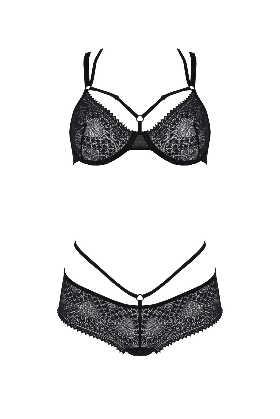 Комплект Passion DROSERA BIKINI black, XXL/XXXL, бюстгальтер і трусики-кюлоти