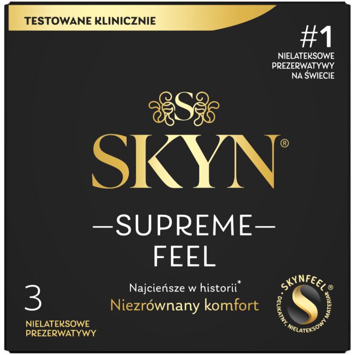 Ультратонкі безлатексні презервативи SKYN Supreme Feel 3 шт, 0,035 мм, природна текстура шкіри