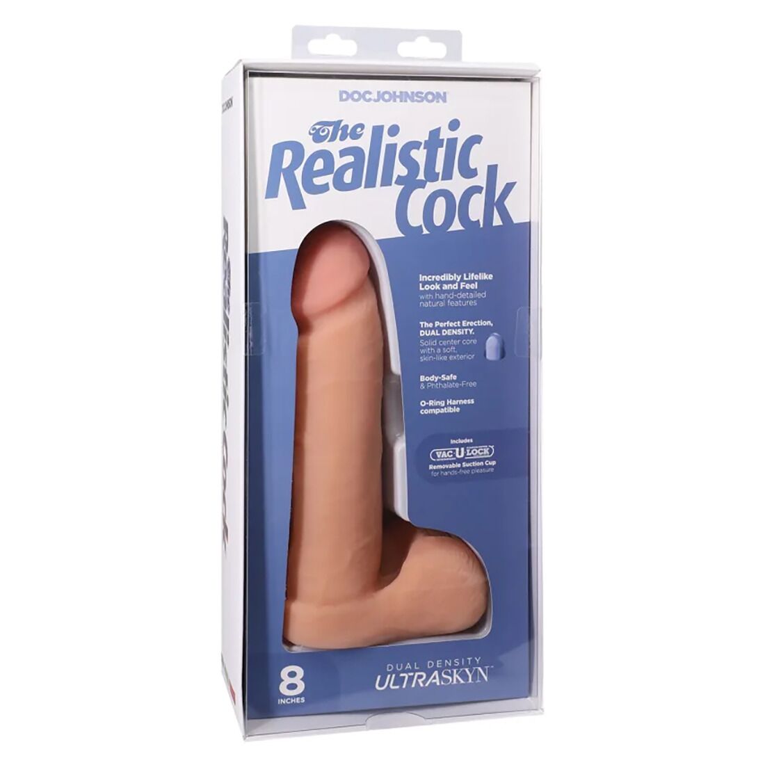 Фалоімітатор Doc Johnson The Realistic Cock 8 inch White - ULTRASKYN, Vack-U-Lock, діаметр 5,1 см
