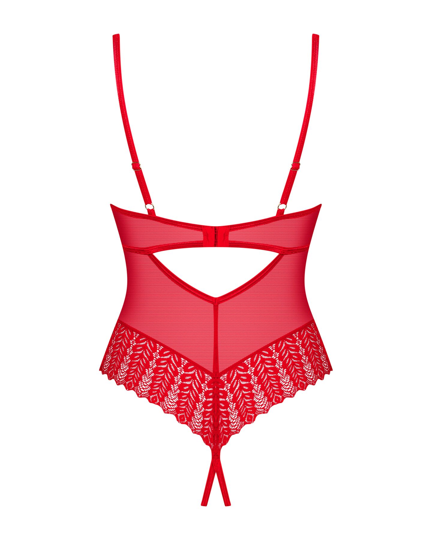Боді з доступом Obsessive Ingridia crotchless teddy XS/S, червоне, відкриті груди