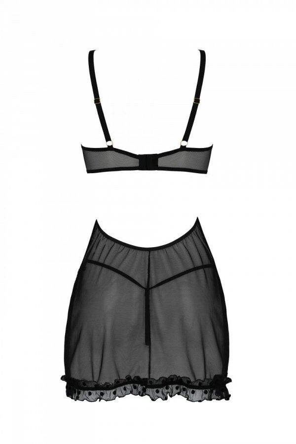 Еротичний пеньюар Passion MARINA CHEMISE, XXL/XXXL, black