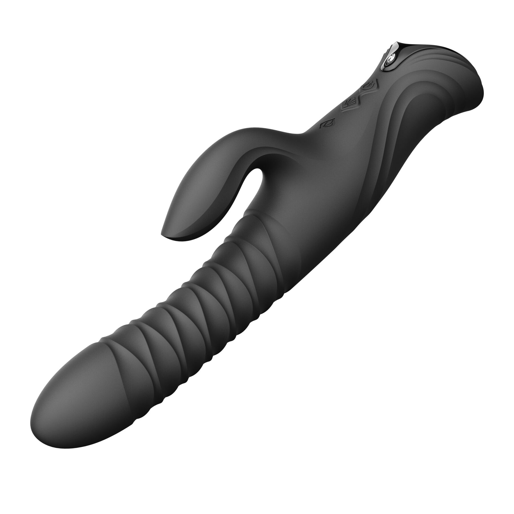 Смарт пульсатор-кролик з вібрацією Zalo Mose 2 Obsidian Black, підігрів до 42 °C, кристал Swarovski