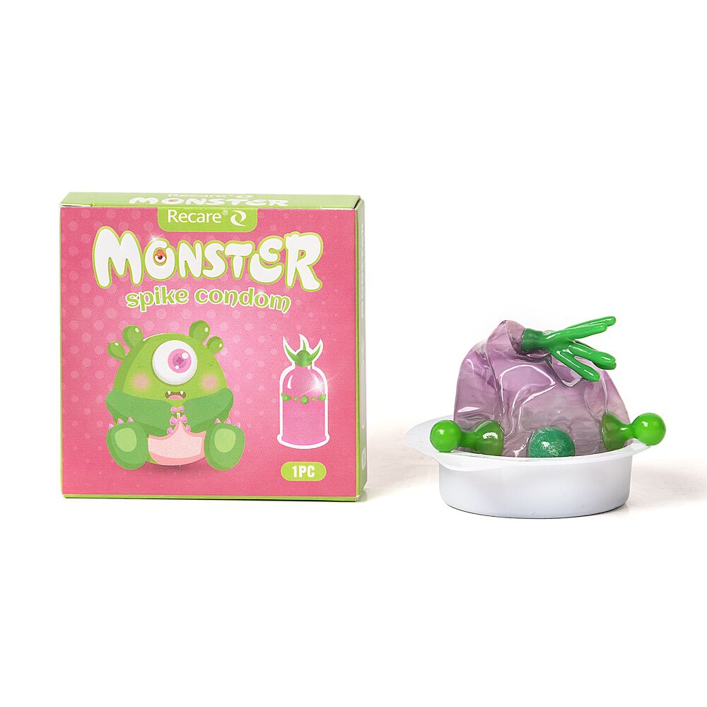Насадка на член Recare Green Monster Spike Condom (презерватив з рядом кульок і вусиками на кінчику)