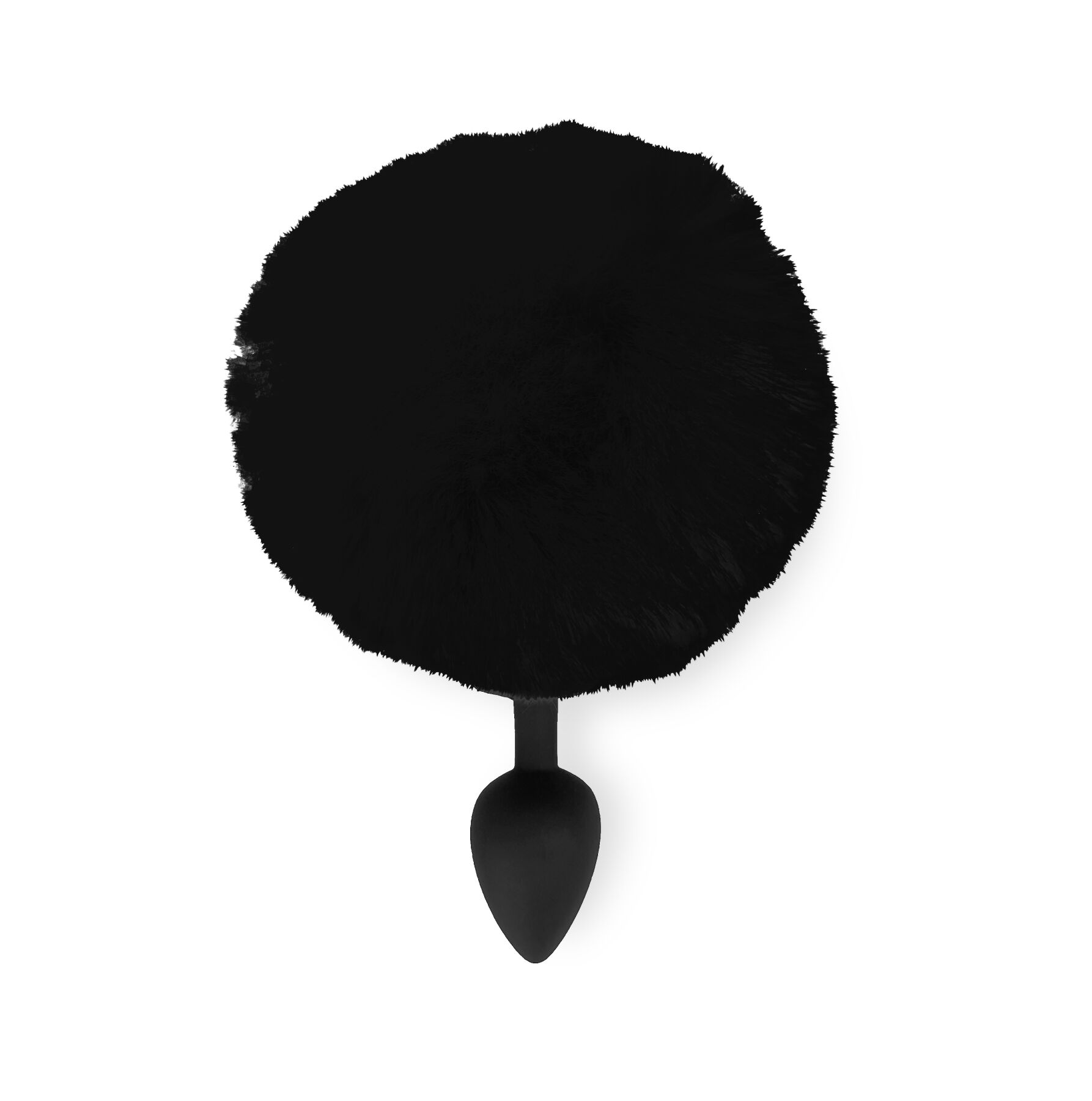 Силіконова анальна пробка М Art of Sex - Silicone Butt plug Rabbit Tail Black, діаметр 3,5 см
