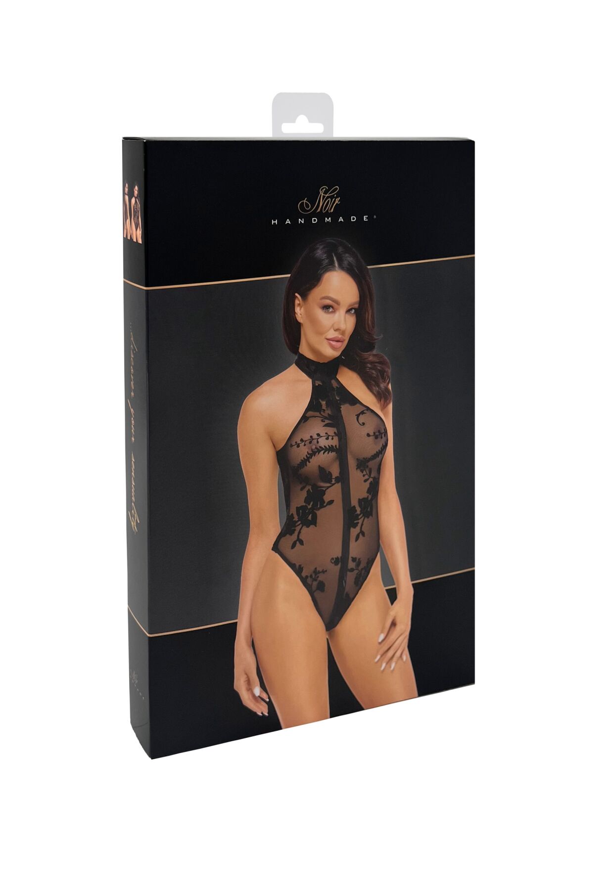 Боді Noir Handmade F314 Ego, S, black, сітка, халтер, високі вирізи, блискавка по всій довжині