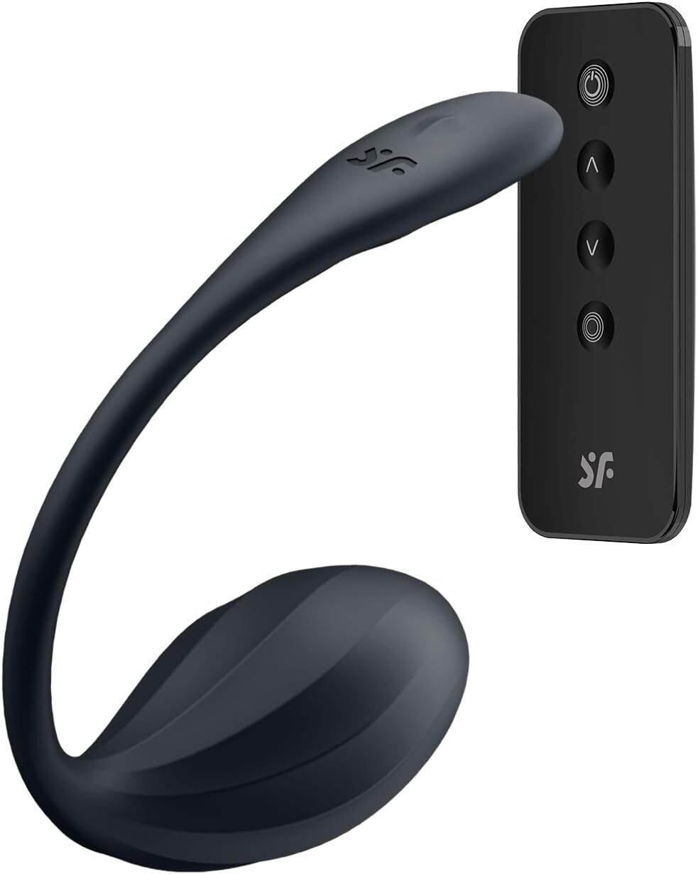 Смарт-віброяйце Satisfyer Ribbed Petal Connect App Black, керування зі смартфона, пульт ДК