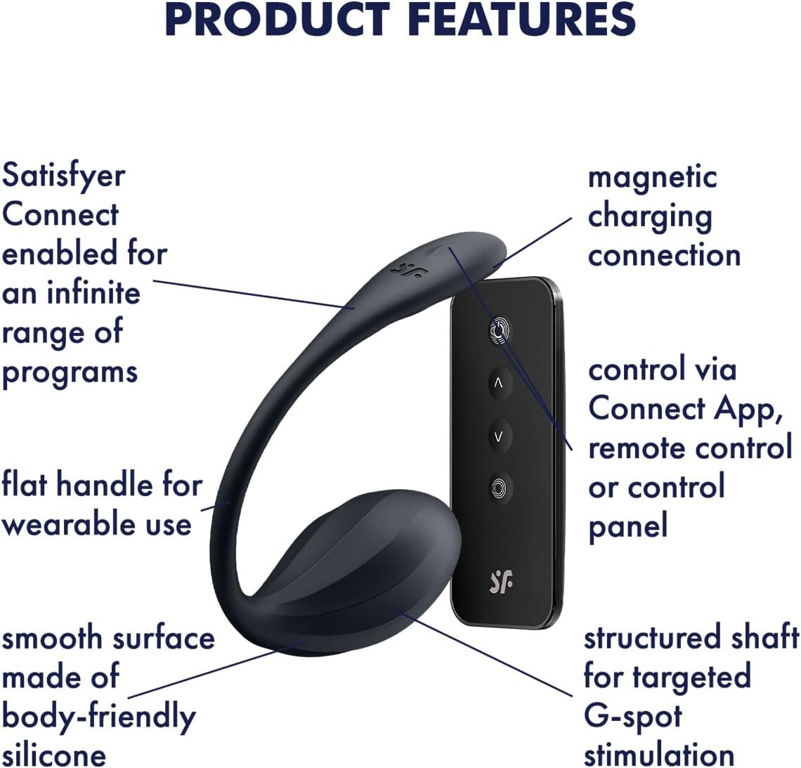 Смарт-віброяйце Satisfyer Ribbed Petal Connect App Black, керування зі смартфона, пульт ДК