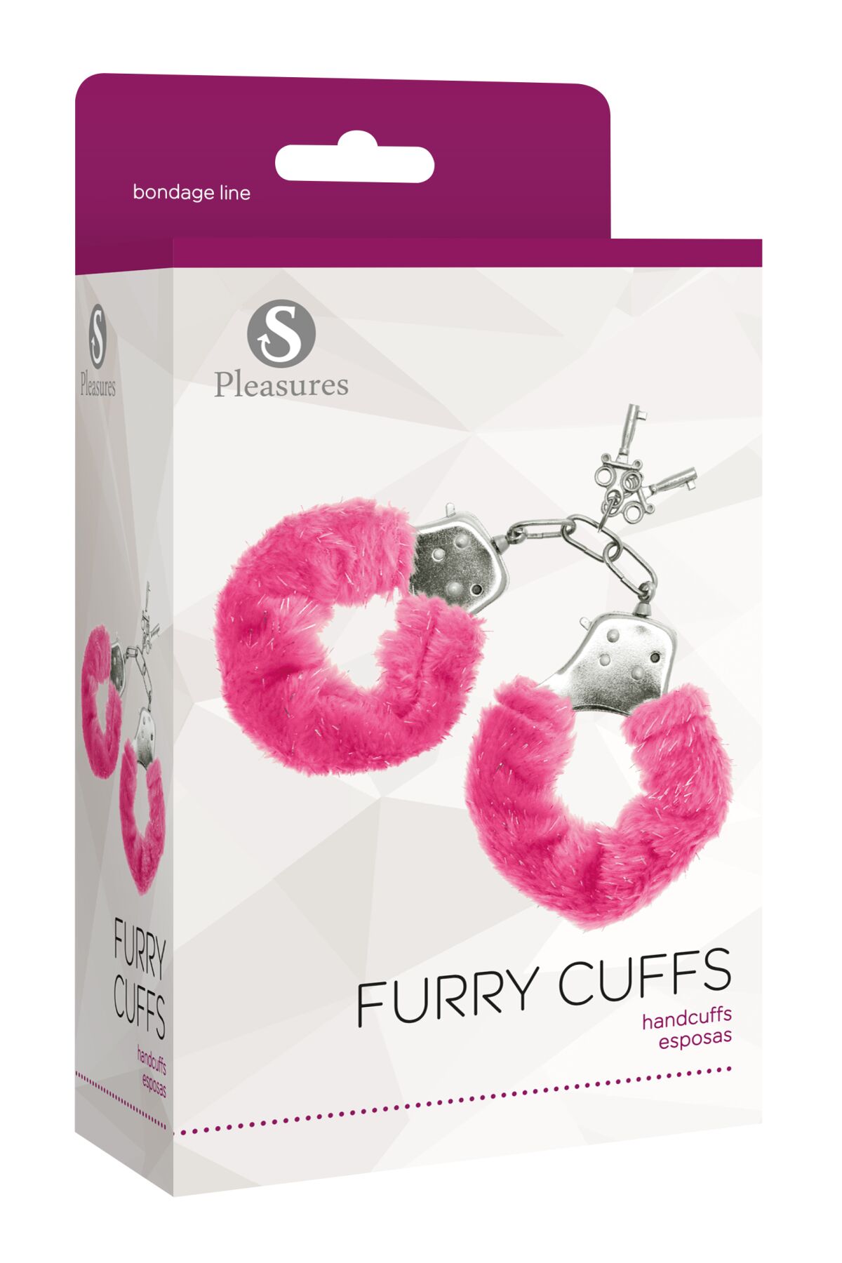 Наручники S Pleasures Furry Cuffs Pink з пухнастим оздобленням, 2 ключі в комплекті