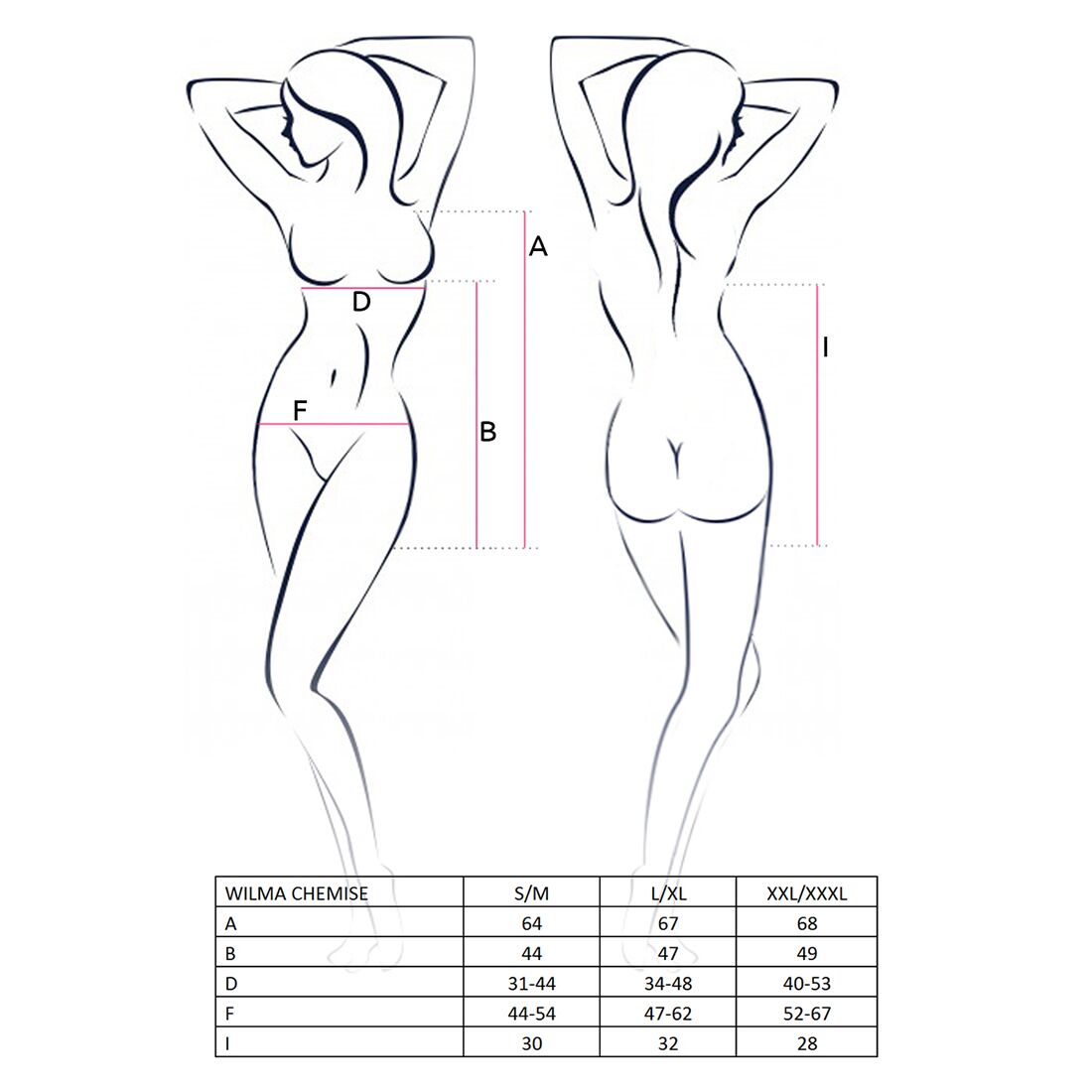 Сорочка приталена з чашечками WILMA CHEMISE white L/XL - Passion, трусики