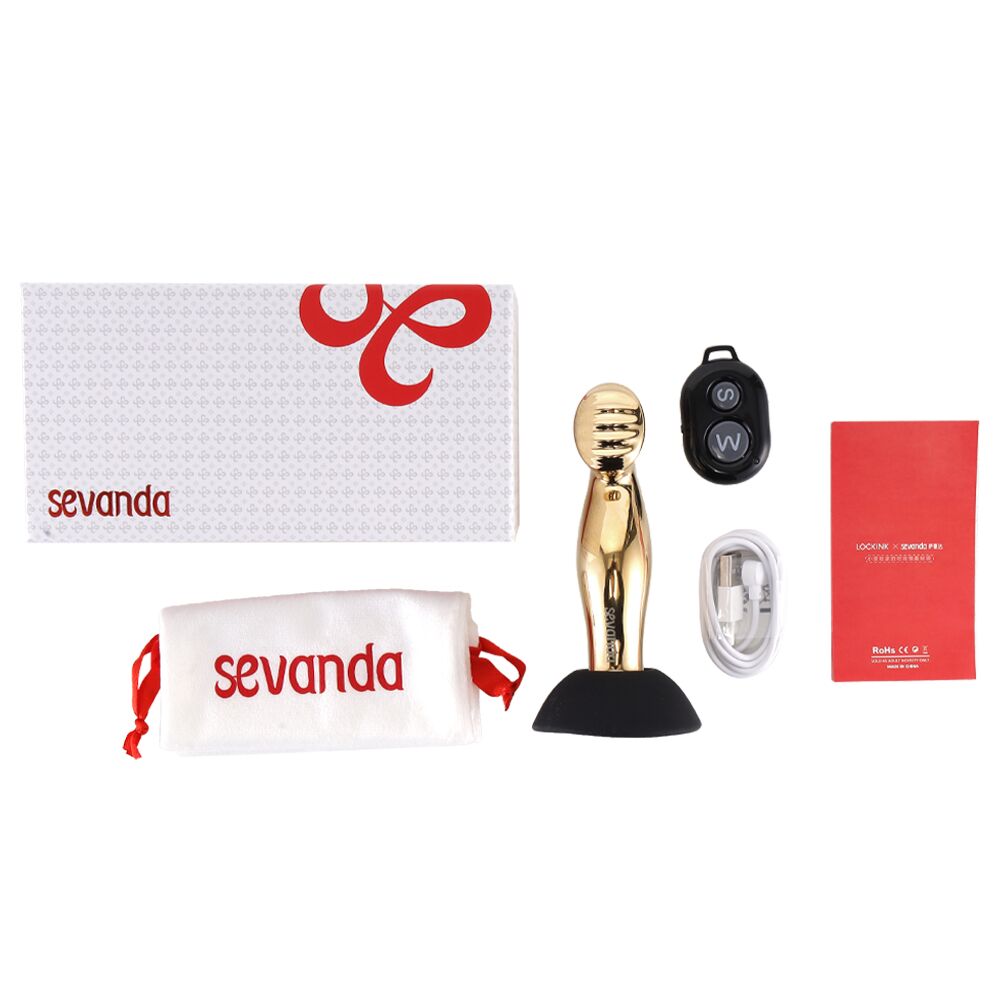 Вібромасажер простати LOCKINK SEVANDA Eros, золотистий, 10 режимів, пульт ДК, знімна присоска