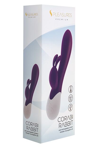 Вібратор-кролик S Pleasures Premium Corabi Rabbit, фіолетовий, вушка для клітора, 16 режимів, нагрів
