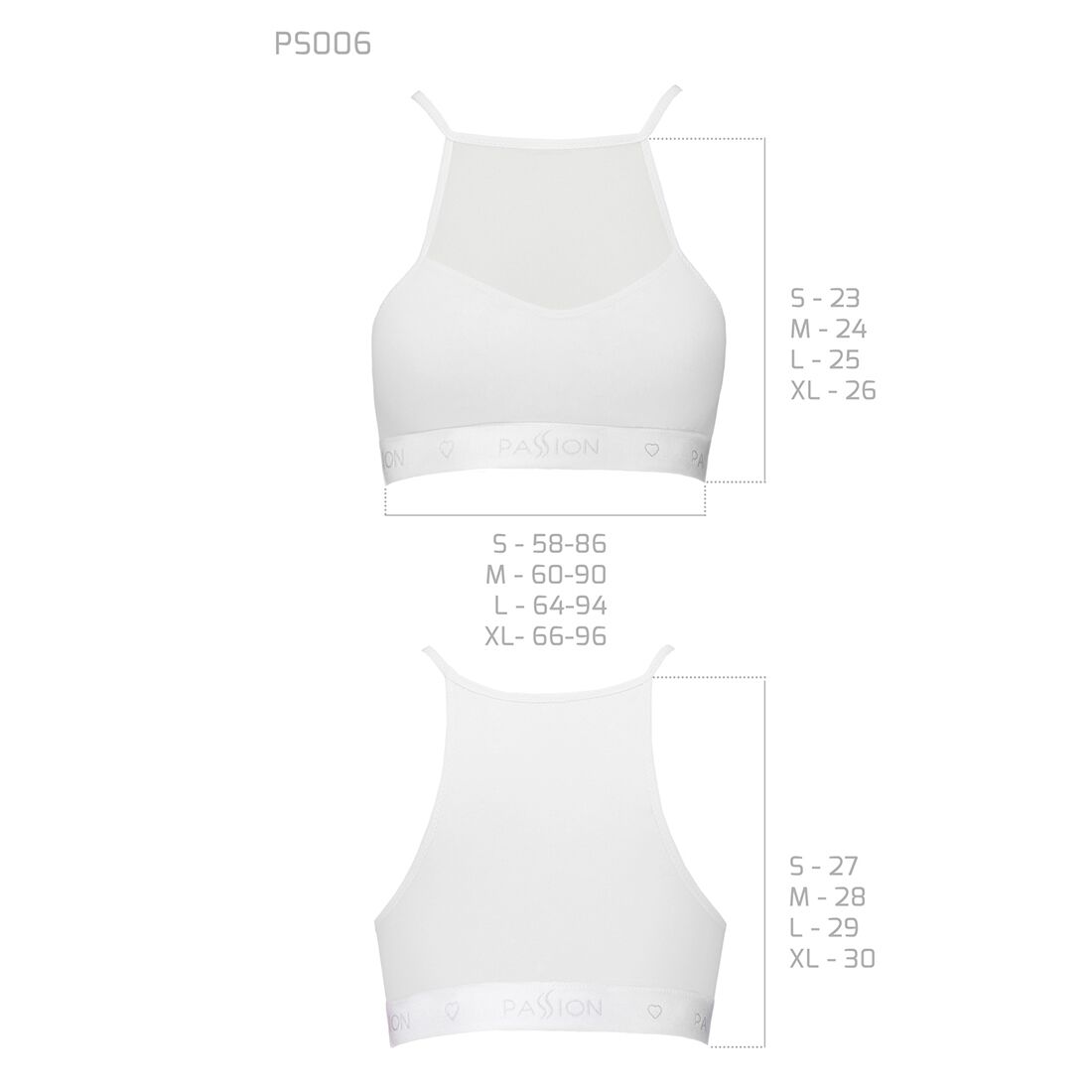 Спортивний топ з прозорою вставкою Passion PS006 TOP XL, white