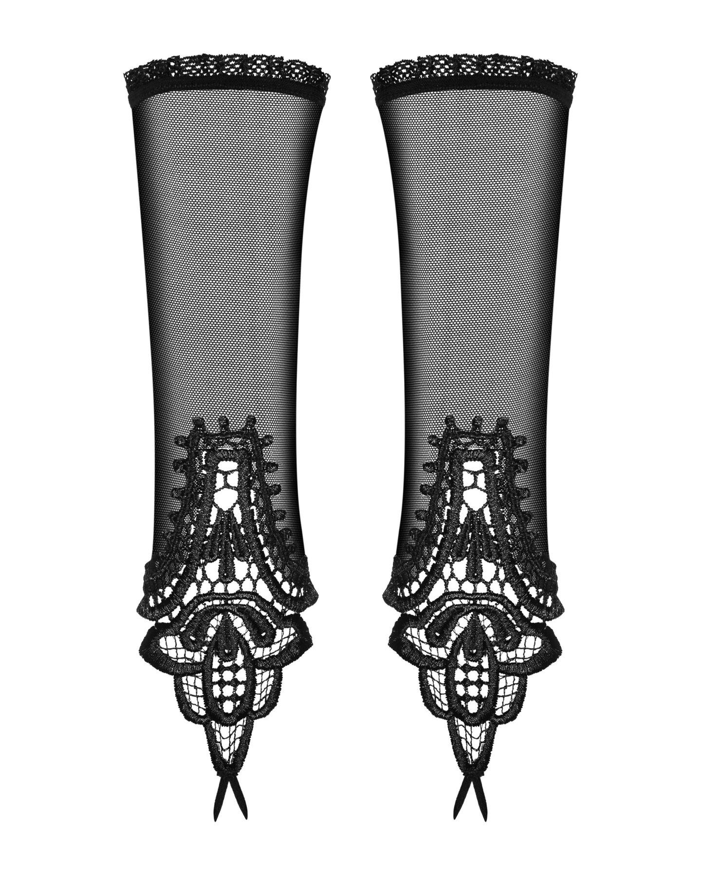 Сітчасті мітенки з мереживом Obsessive Luiza mittens One size, чорні