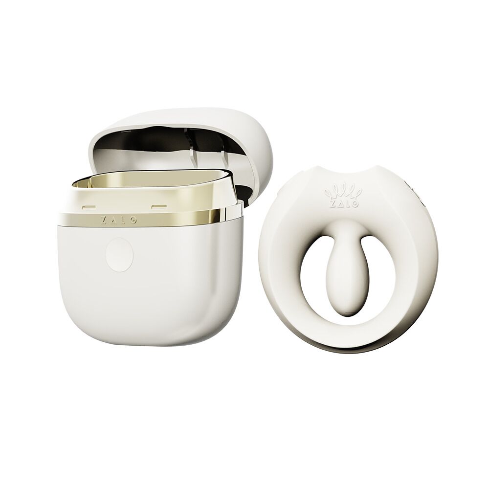 Ерекційне смарт-віброкільце Zalo Apis Ivory White, до 4 годин роботи, зарядний кейс