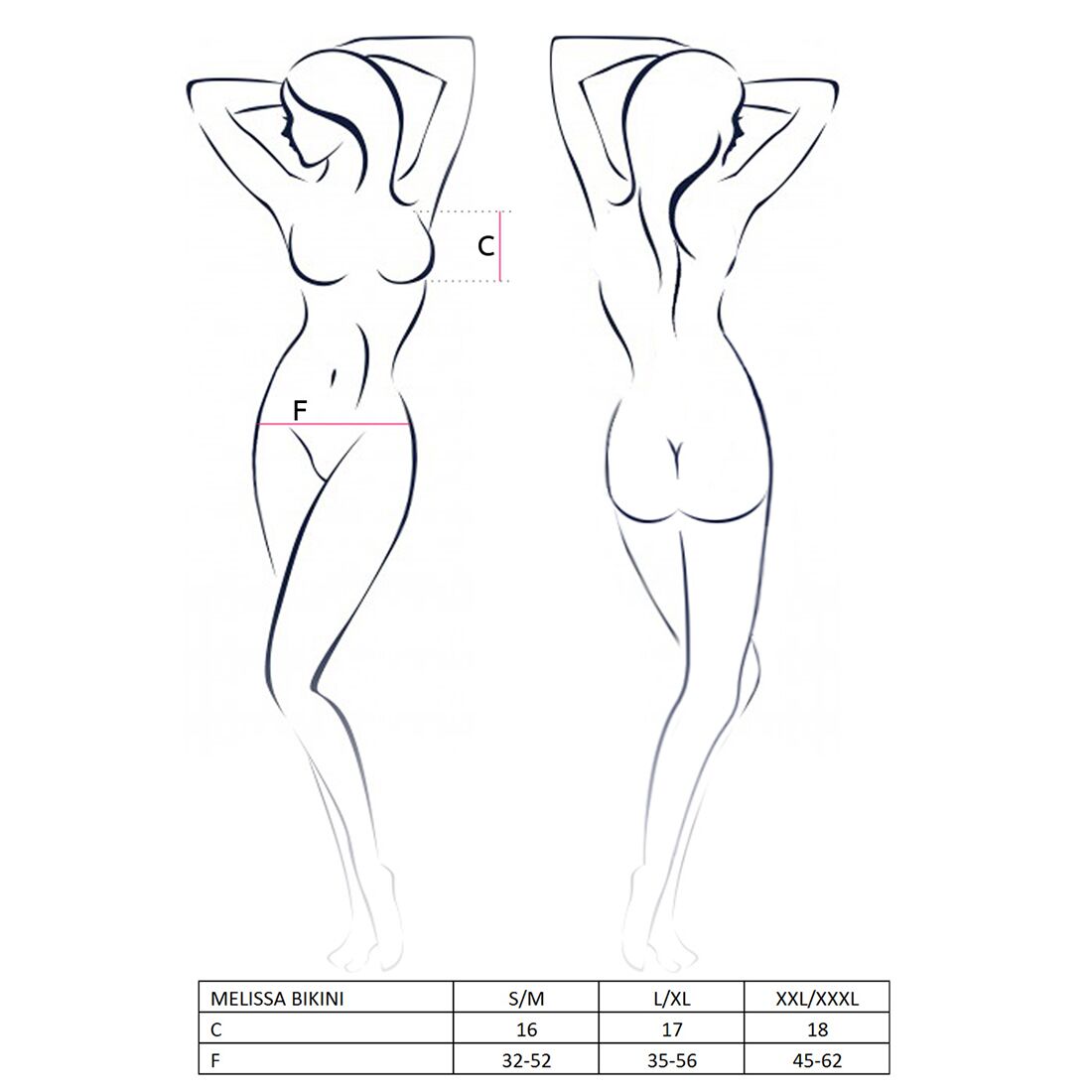 Комплект білизни Passion MELISSA BIKINI XXL/XXXL, black, ліф зі шнурівкою і трусики-стрінги