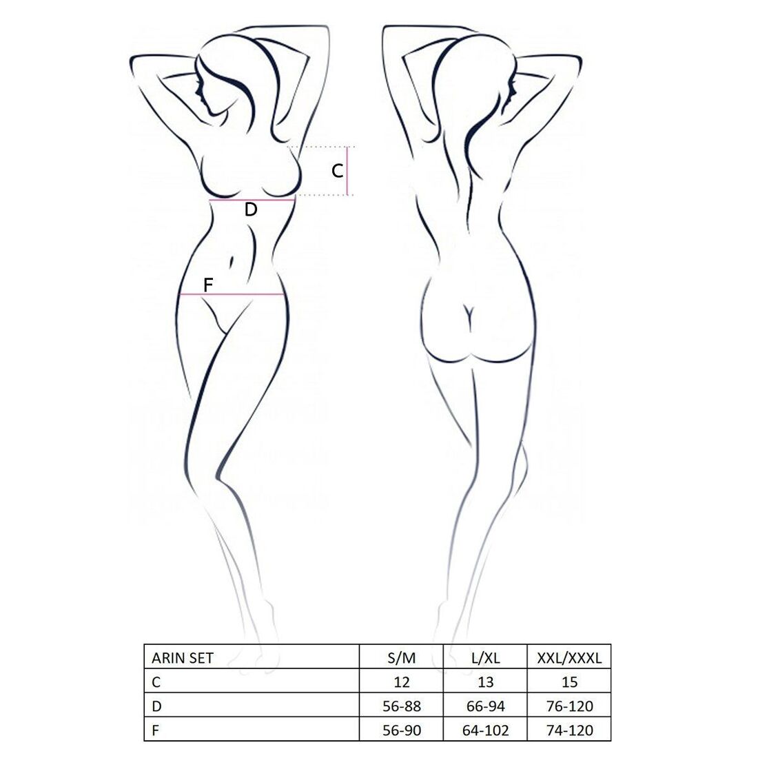 Комплект білизни Passion Exclusive ARIN SET L/XL, black, сітчастий ліф і стрінги