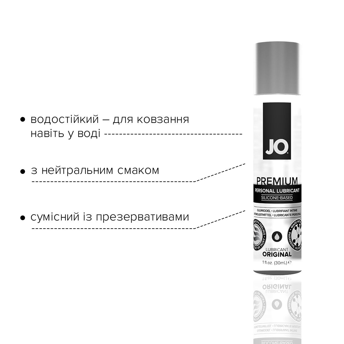 Лубрикант на силіконовій основі JO PREMIUM — ORIGINAL (30 мл) без консервантів