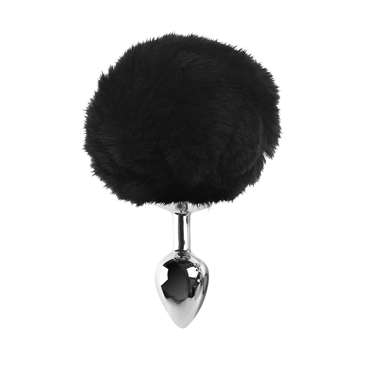 Металева анальна пробка М Art of Sex - Metal Butt plug Rabbit Tail Black, діаметр 3,4 см