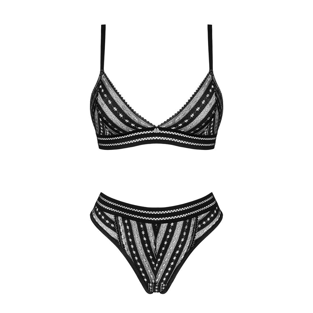 Комплект білизни Obsessive Natilya 2-pcs set XS/S, black, бюстгальтер, трусики