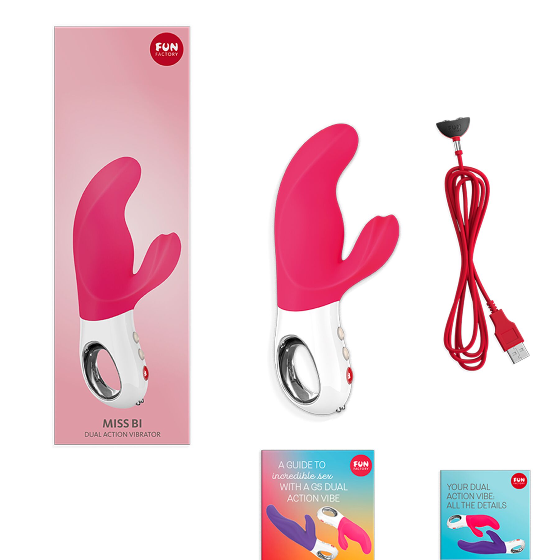 Вібратор-кролик Fun Factory MISS BI pink/white, 2 незалежні мотори, діаметр 4,2 см